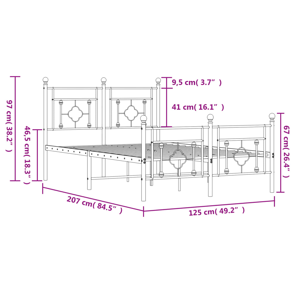 Bedframe met hoofd- en voeteneinde metaal wit 120x200 cm is nu te koop bij PeponiXL, paradijselijk wonen!