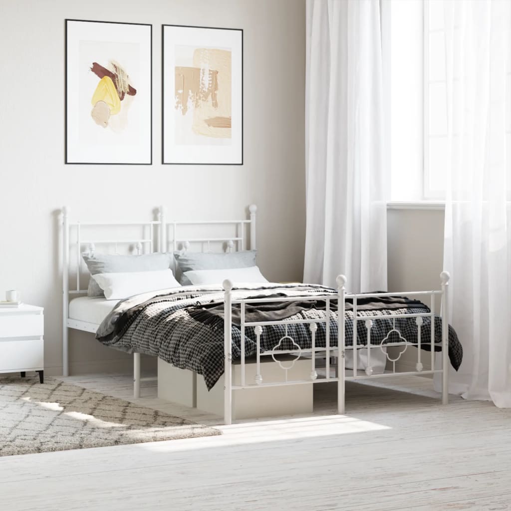 Bedframe met hoofd- en voeteneinde metaal wit 120x200 cm is nu te koop bij PeponiXL, paradijselijk wonen!