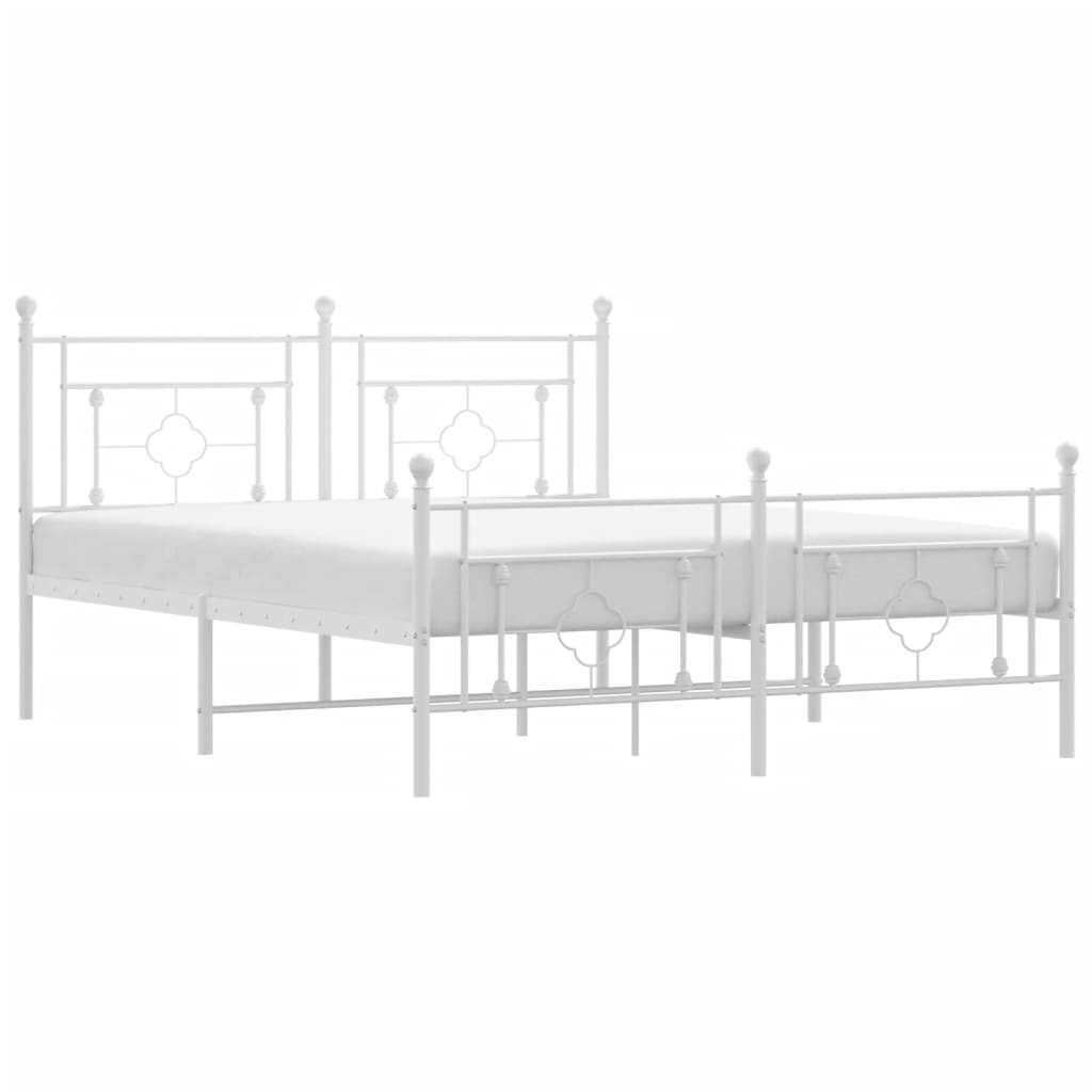 Bedframe met hoofd- en voeteneinde metaal wit 160x200 cm is nu te koop bij PeponiXL, paradijselijk wonen!
