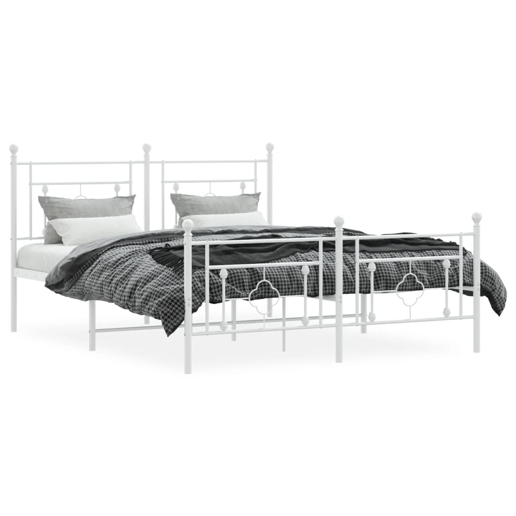 Bedframe met hoofd- en voeteneinde metaal wit 160x200 cm is nu te koop bij PeponiXL, paradijselijk wonen!
