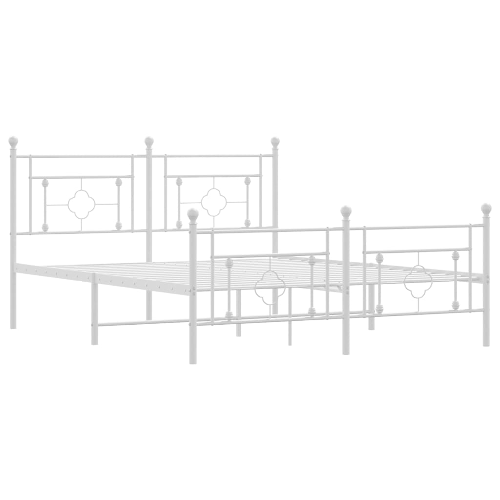 Bedframe met hoofd- en voeteneinde metaal wit 160x200 cm is nu te koop bij PeponiXL, paradijselijk wonen!
