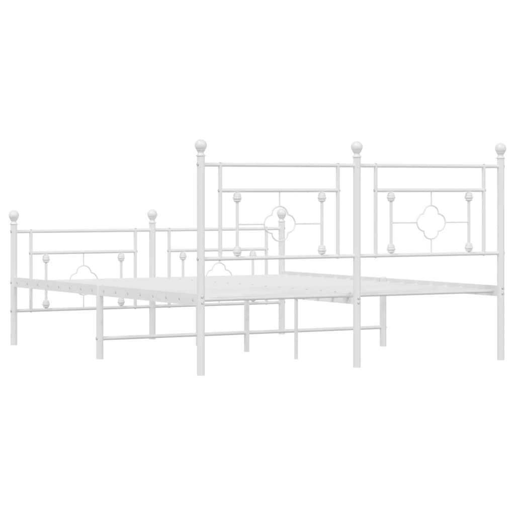 Bedframe met hoofd- en voeteneinde metaal wit 160x200 cm is nu te koop bij PeponiXL, paradijselijk wonen!