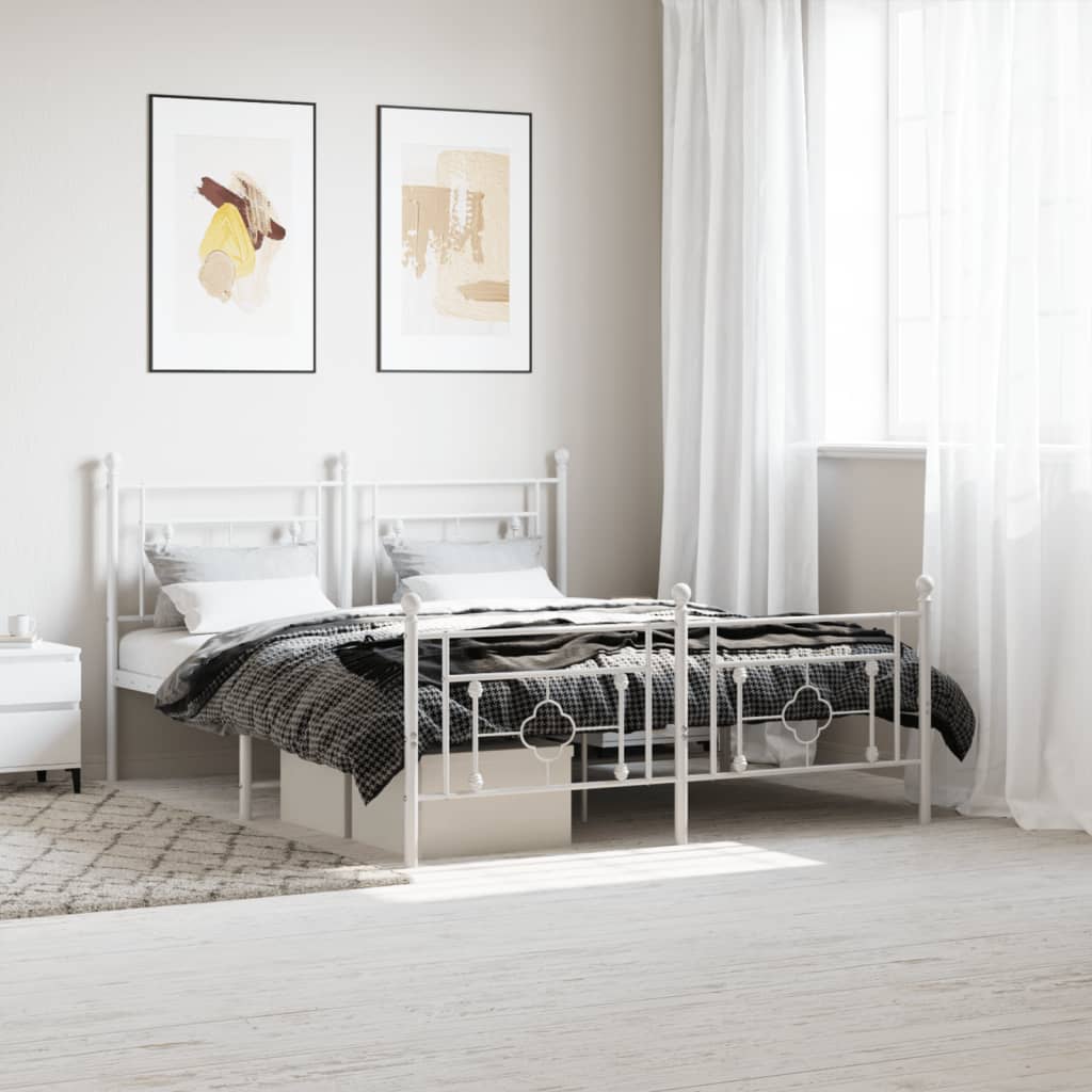 Bedframe met hoofd- en voeteneinde metaal wit 160x200 cm is nu te koop bij PeponiXL, paradijselijk wonen!
