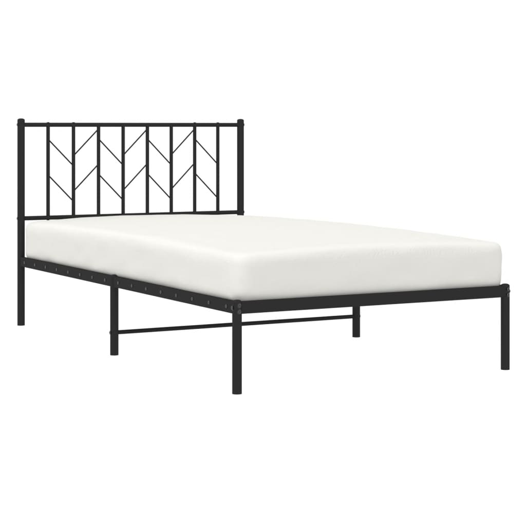 Bedframe met hoofdbord metaal zwart 107x203 cm is nu te koop bij PeponiXL, paradijselijk wonen!