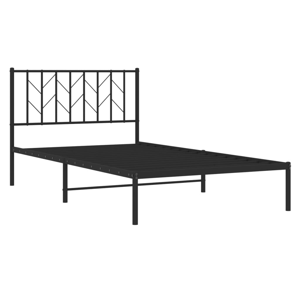 Bedframe met hoofdbord metaal zwart 107x203 cm is nu te koop bij PeponiXL, paradijselijk wonen!