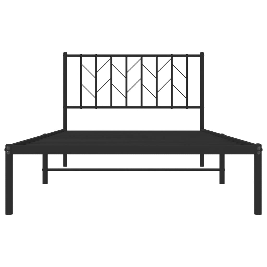 Bedframe met hoofdbord metaal zwart 107x203 cm is nu te koop bij PeponiXL, paradijselijk wonen!