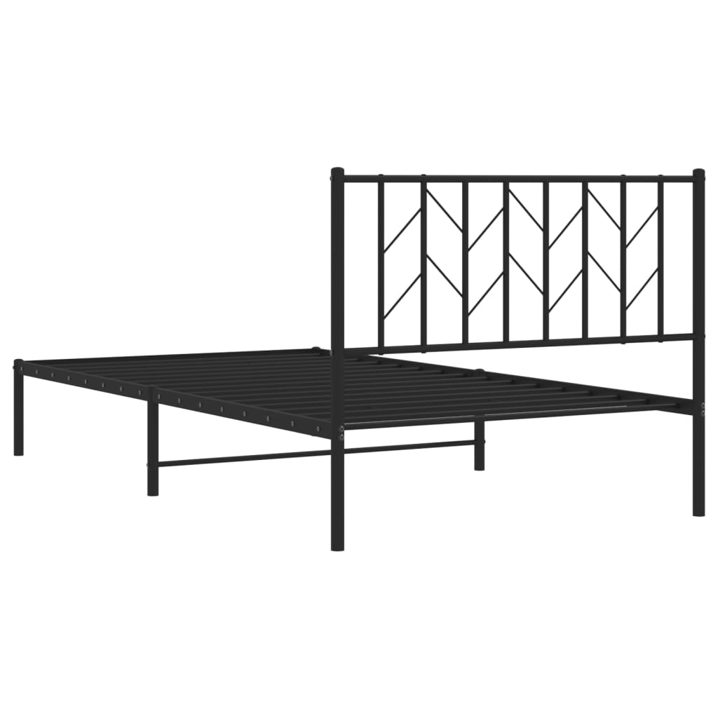 Bedframe met hoofdbord metaal zwart 107x203 cm is nu te koop bij PeponiXL, paradijselijk wonen!