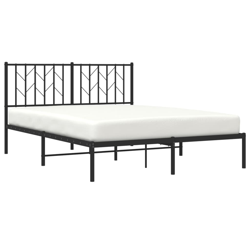 Bedframe met hoofdbord metaal zwart 140x190 cm is nu te koop bij PeponiXL, paradijselijk wonen!