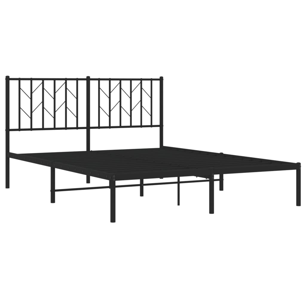 Bedframe met hoofdbord metaal zwart 140x190 cm is nu te koop bij PeponiXL, paradijselijk wonen!