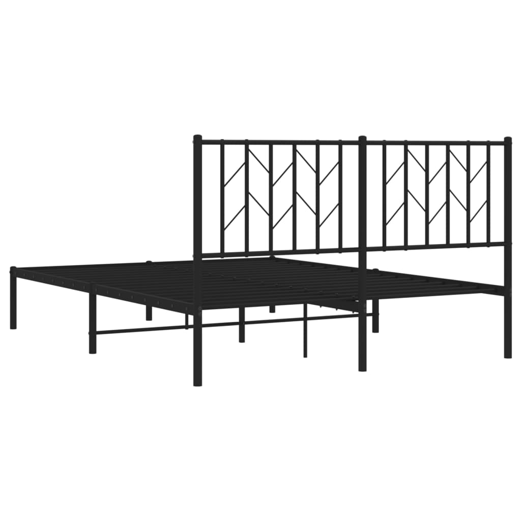 Bedframe met hoofdbord metaal zwart 140x190 cm is nu te koop bij PeponiXL, paradijselijk wonen!