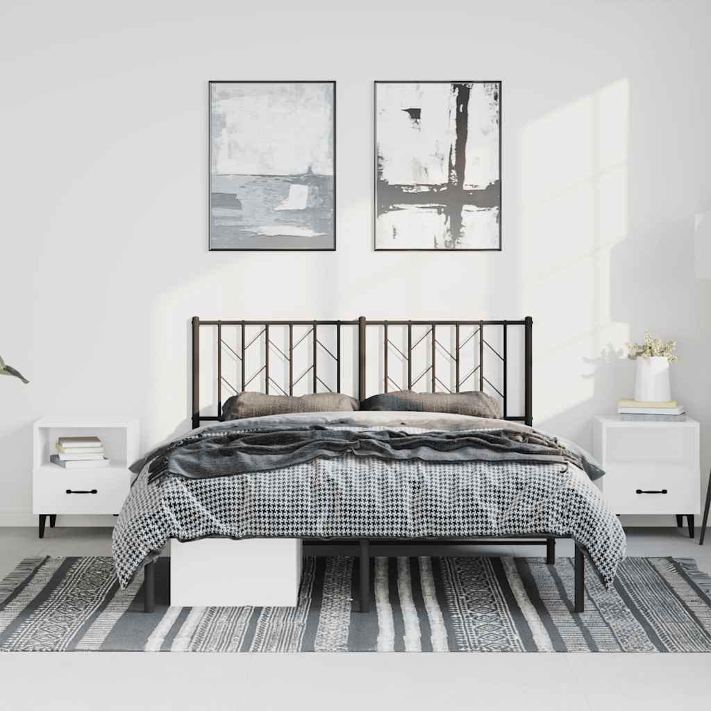 Bedframe met hoofdbord metaal zwart 150x200 cm