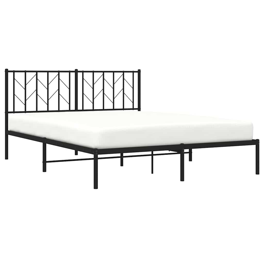 Bedframe met hoofdbord metaal zwart 150x200 cm