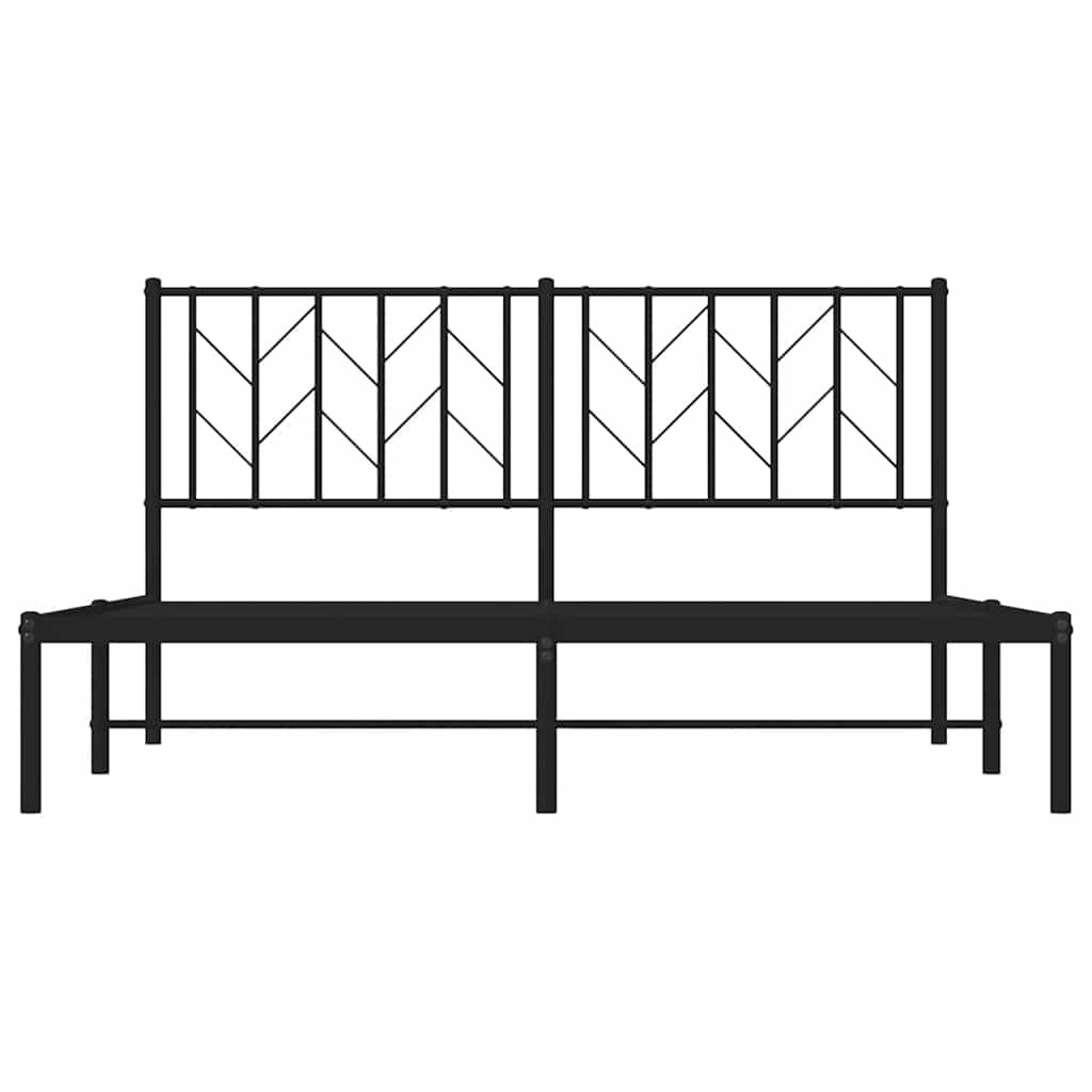 Bedframe met hoofdbord metaal zwart 150x200 cm