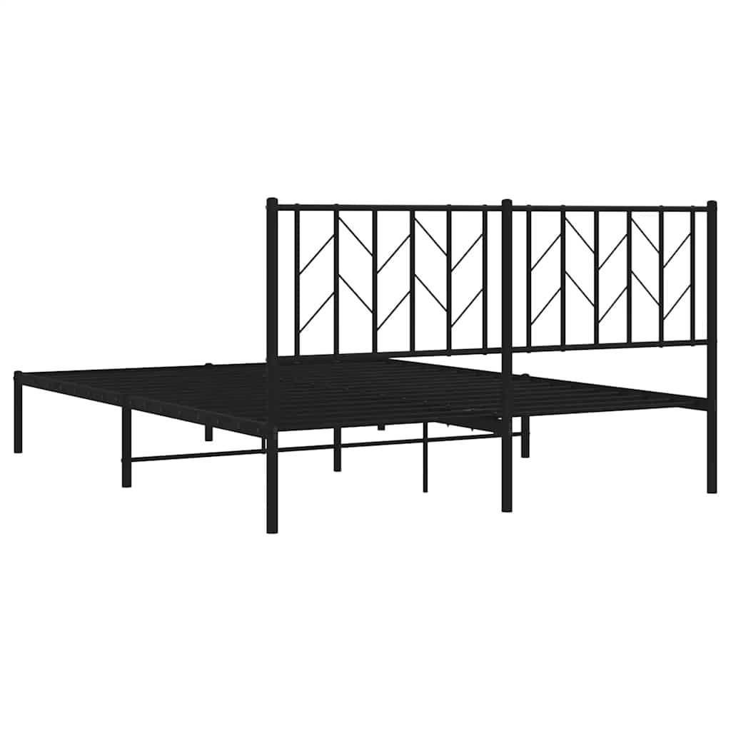 Bedframe met hoofdbord metaal zwart 150x200 cm