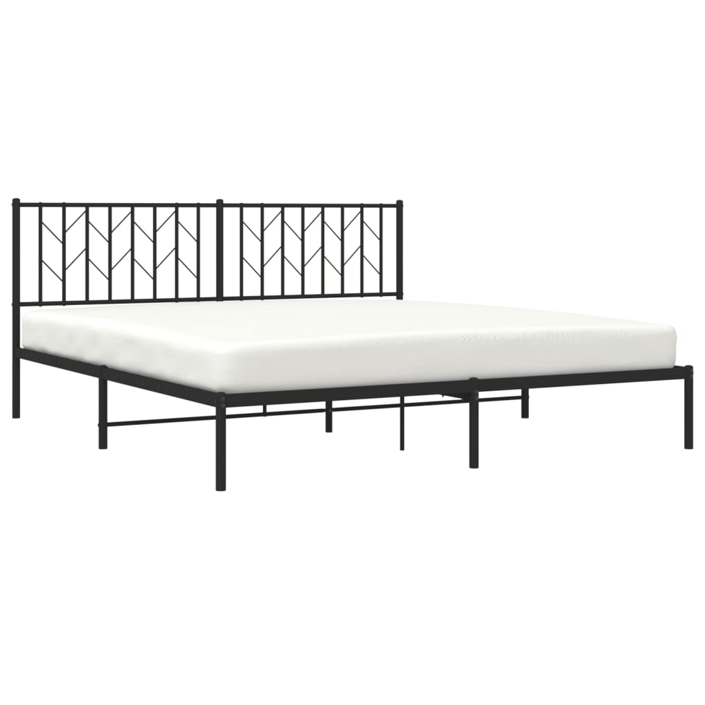 Bedframe met hoofdbord metaal zwart 180x200 cm is nu te koop bij PeponiXL, paradijselijk wonen!
