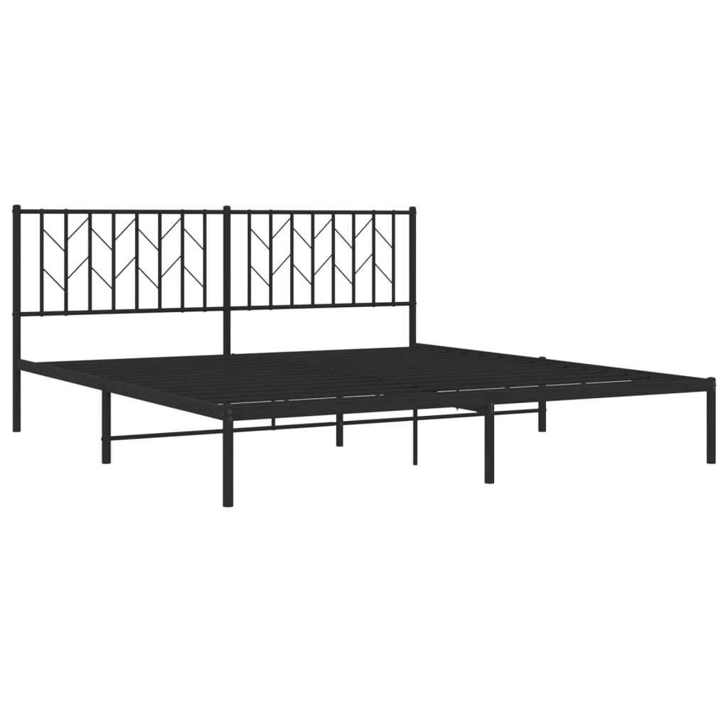 Bedframe met hoofdbord metaal zwart 180x200 cm is nu te koop bij PeponiXL, paradijselijk wonen!