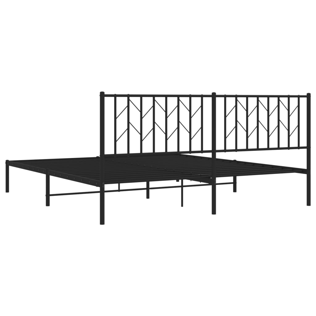 Bedframe met hoofdbord metaal zwart 180x200 cm is nu te koop bij PeponiXL, paradijselijk wonen!