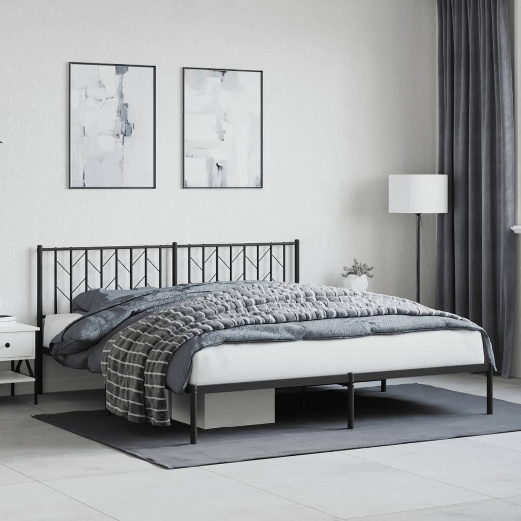 Bedframe met hoofdbord metaal zwart 180x200 cm is nu te koop bij PeponiXL, paradijselijk wonen!