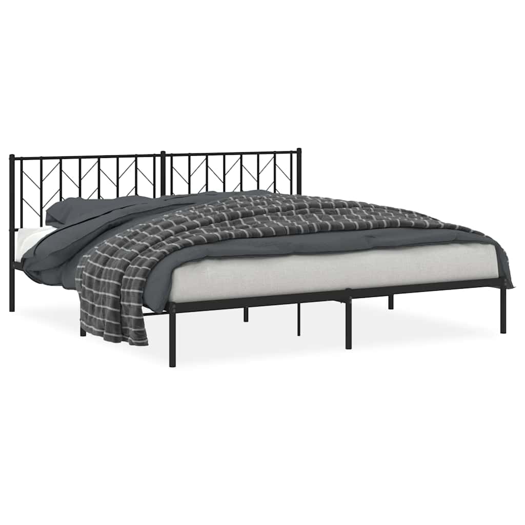 Bedframe met hoofdbord metaal zwart 193x203 cm is nu te koop bij PeponiXL, paradijselijk wonen!