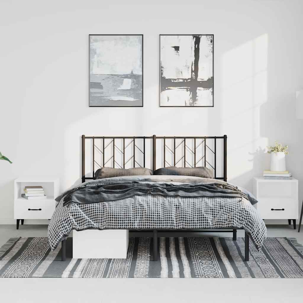 Bedframe met hoofdbord metaal zwart 193x203 cm is nu te koop bij PeponiXL, paradijselijk wonen!