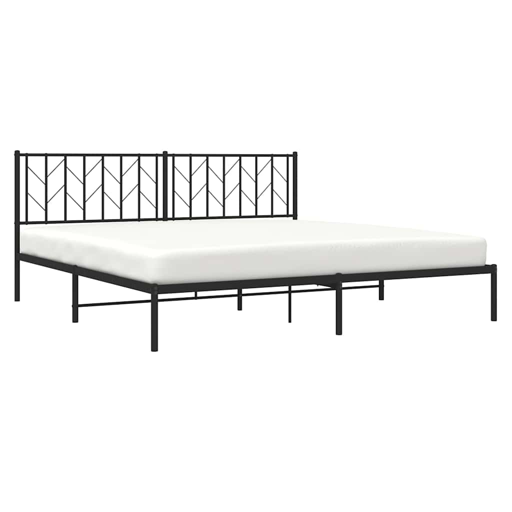 Bedframe met hoofdbord metaal zwart 193x203 cm is nu te koop bij PeponiXL, paradijselijk wonen!
