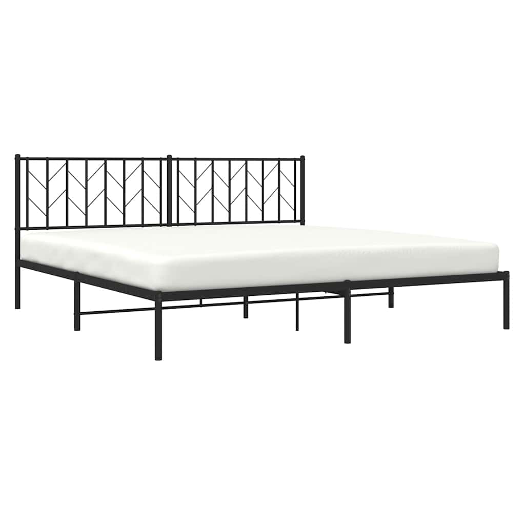 Bedframe met hoofdbord metaal zwart 193x203 cm is nu te koop bij PeponiXL, paradijselijk wonen!