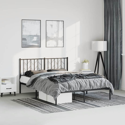 Bedframe met hoofdbord metaal zwart 193x203 cm is nu te koop bij PeponiXL, paradijselijk wonen!
