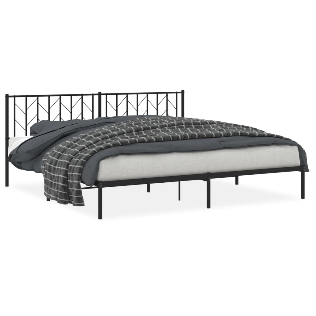 Bedframe met hoofdbord metaal zwart 200x200 cm is nu te koop bij PeponiXL, paradijselijk wonen!