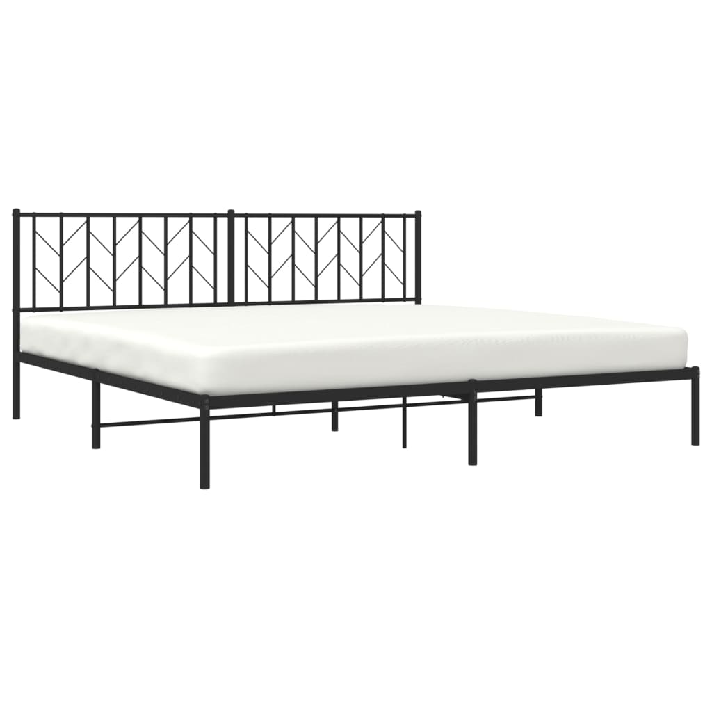 Bedframe met hoofdbord metaal zwart 200x200 cm is nu te koop bij PeponiXL, paradijselijk wonen!