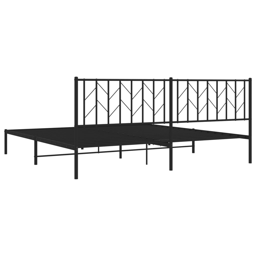 Bedframe met hoofdbord metaal zwart 200x200 cm is nu te koop bij PeponiXL, paradijselijk wonen!