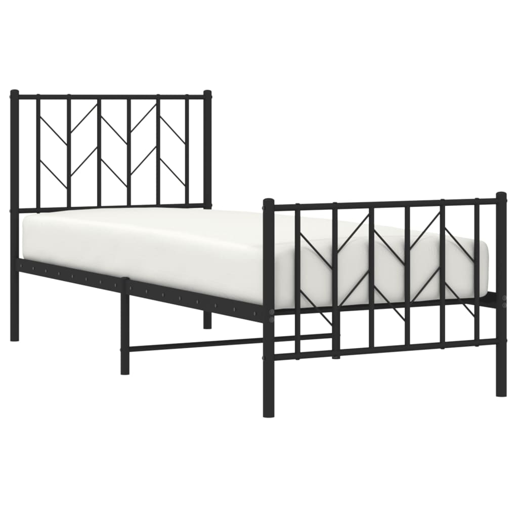 Bedframe met hoofd- en voeteneinde metaal zwart 75x190 cm is nu te koop bij PeponiXL, paradijselijk wonen!