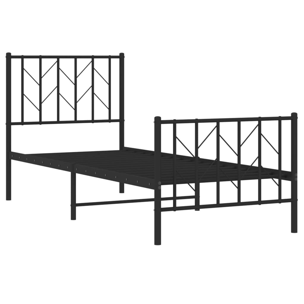 Bedframe met hoofd- en voeteneinde metaal zwart 75x190 cm is nu te koop bij PeponiXL, paradijselijk wonen!