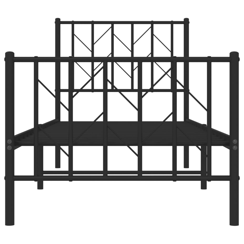 Bedframe met hoofd- en voeteneinde metaal zwart 75x190 cm is nu te koop bij PeponiXL, paradijselijk wonen!