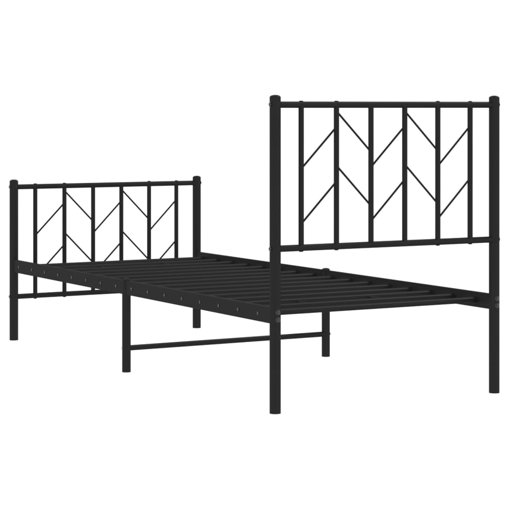 Bedframe met hoofd- en voeteneinde metaal zwart 75x190 cm is nu te koop bij PeponiXL, paradijselijk wonen!