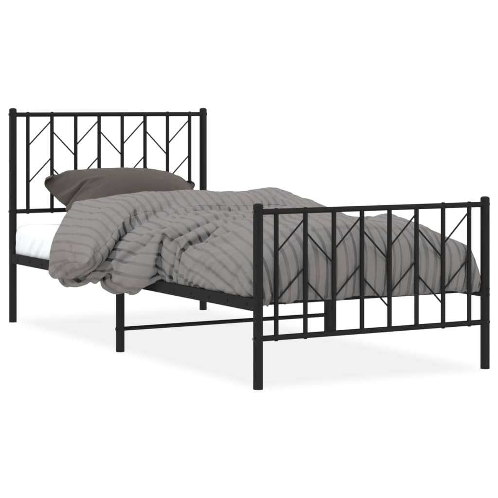 Bedframe met hoofd- en voeteneinde metaal zwart 90x200 cm is nu te koop bij PeponiXL, paradijselijk wonen!