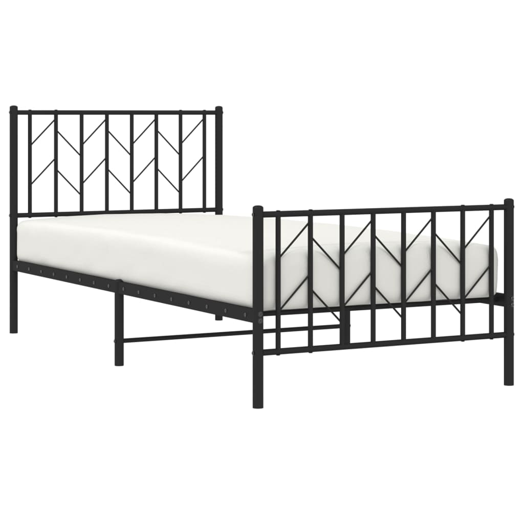Bedframe met hoofd- en voeteneinde metaal zwart 90x200 cm is nu te koop bij PeponiXL, paradijselijk wonen!