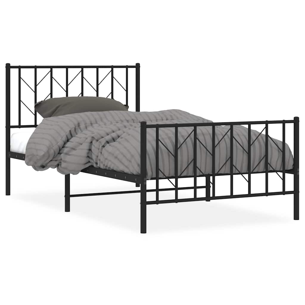 Bedframe met hoofd- en voeteneinde metaal zwart 100x200 cm is nu te koop bij PeponiXL, paradijselijk wonen!