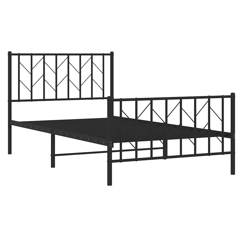 Bedframe met hoofd- en voeteneinde metaal zwart 100x200 cm is nu te koop bij PeponiXL, paradijselijk wonen!