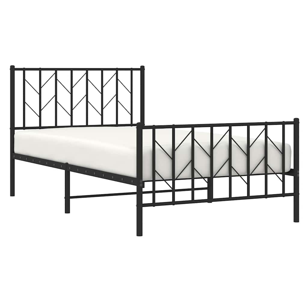 Bedframe met hoofd- en voeteneinde metaal zwart 100x200 cm is nu te koop bij PeponiXL, paradijselijk wonen!