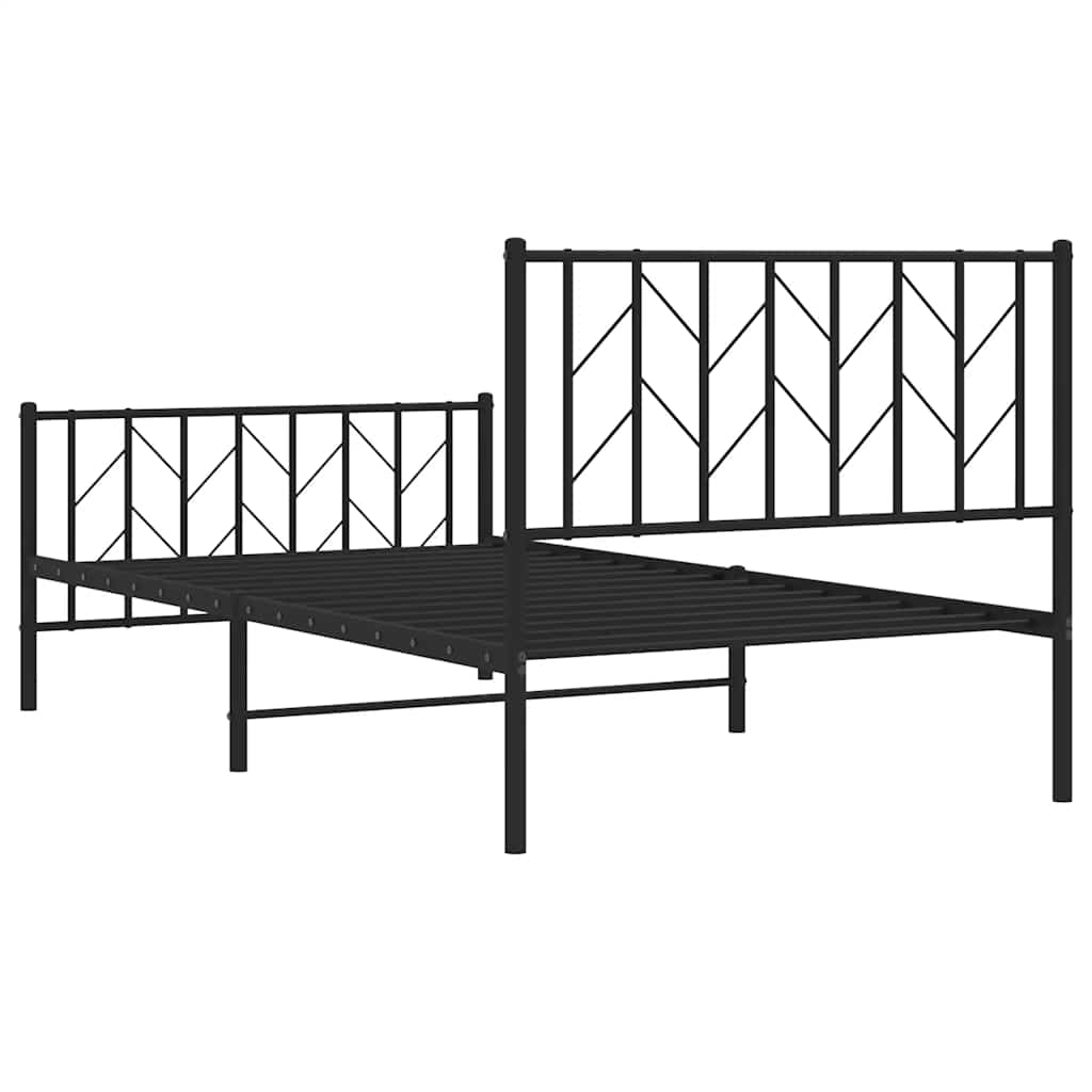 Bedframe met hoofd- en voeteneinde metaal zwart 100x200 cm is nu te koop bij PeponiXL, paradijselijk wonen!
