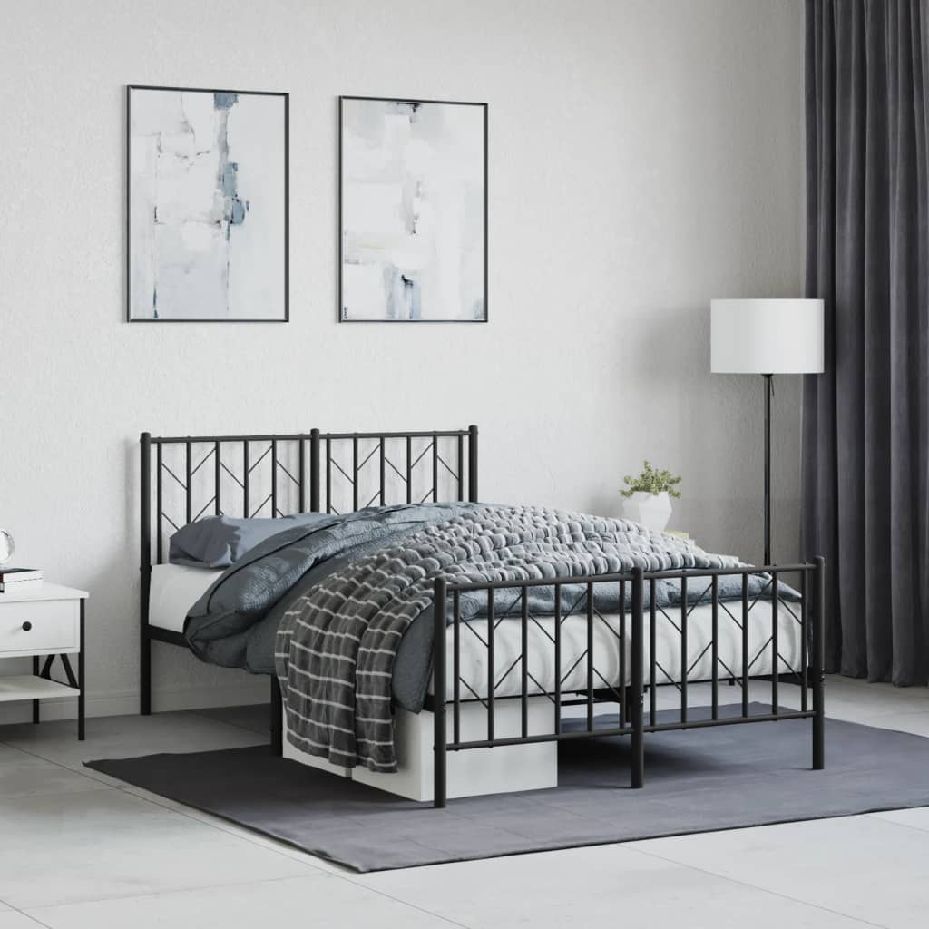 Bedframe met hoofd- en voeteneinde metaal zwart 120x200 cm is nu te koop bij PeponiXL, paradijselijk wonen!