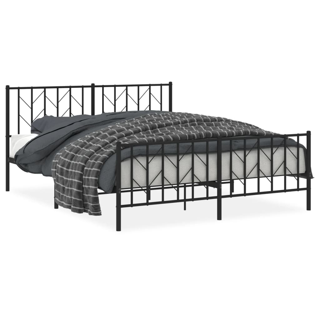 Bedframe met voetbord zonder matras metaal zwart 160x200 cm is nu te koop bij PeponiXL, paradijselijk wonen!