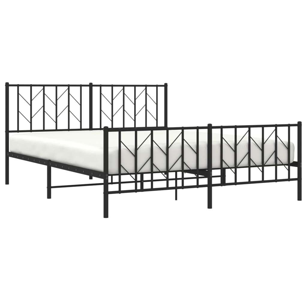 Bedframe met voetbord zonder matras metaal zwart 160x200 cm is nu te koop bij PeponiXL, paradijselijk wonen!