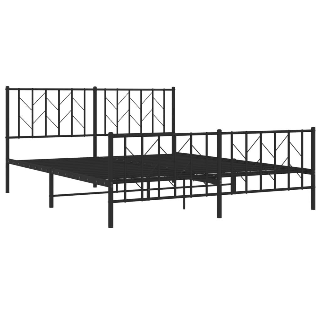 Bedframe met voetbord zonder matras metaal zwart 160x200 cm is nu te koop bij PeponiXL, paradijselijk wonen!