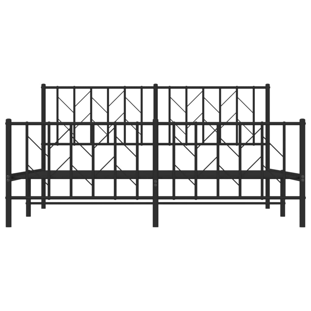Bedframe met voetbord zonder matras metaal zwart 160x200 cm is nu te koop bij PeponiXL, paradijselijk wonen!
