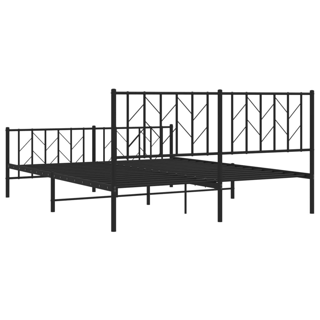 Bedframe met voetbord zonder matras metaal zwart 160x200 cm is nu te koop bij PeponiXL, paradijselijk wonen!