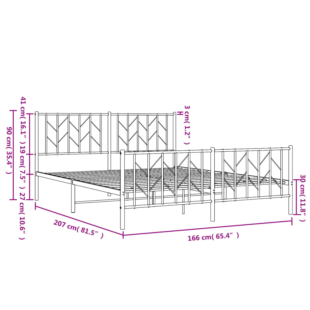 Bedframe met voetbord zonder matras metaal zwart 160x200 cm is nu te koop bij PeponiXL, paradijselijk wonen!