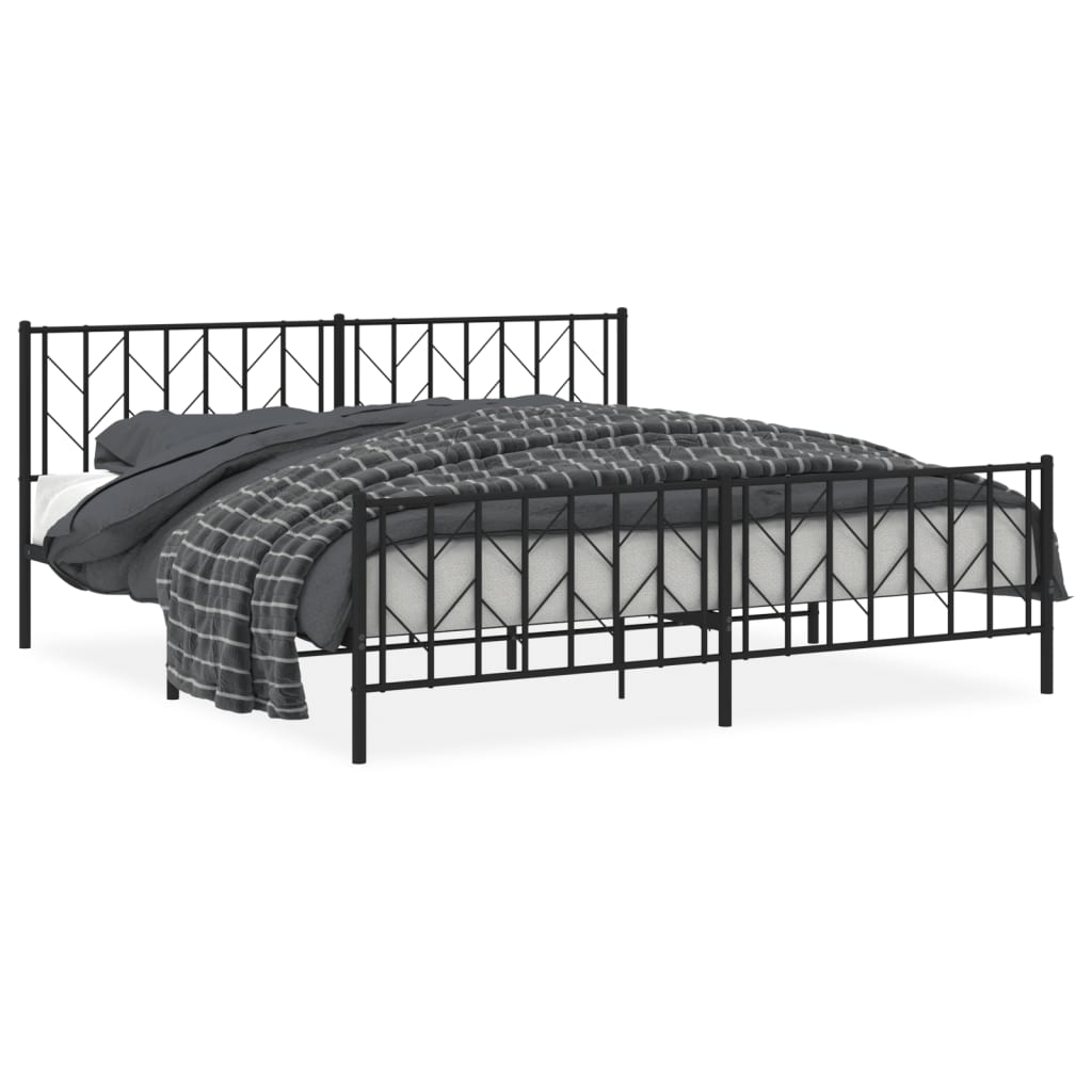 Bedframe met hoofd- en voeteneinde metaal zwart 193x203 cm is nu te koop bij PeponiXL, paradijselijk wonen!
