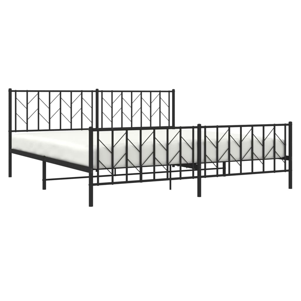 Bedframe met hoofd- en voeteneinde metaal zwart 193x203 cm is nu te koop bij PeponiXL, paradijselijk wonen!