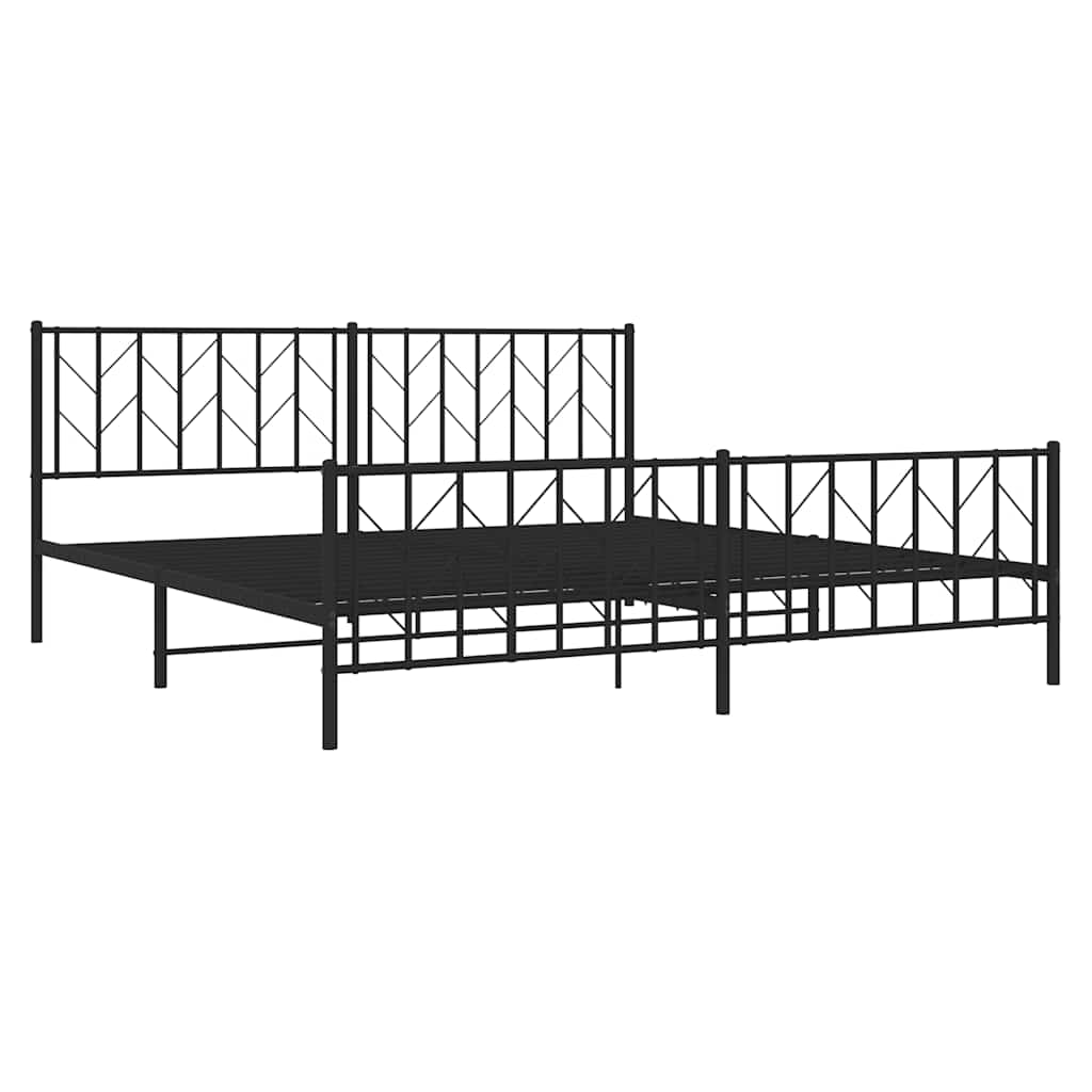 Bedframe met hoofd- en voeteneinde metaal zwart 193x203 cm is nu te koop bij PeponiXL, paradijselijk wonen!